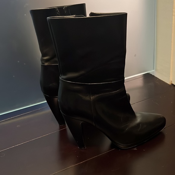 Prada Mid-Calf Black Leather Sock Boots - Picture 4 of 8